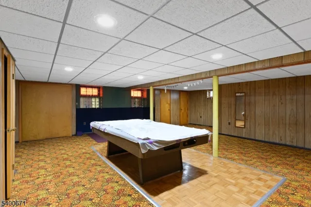 a room with pool table