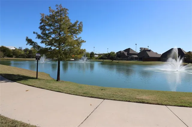 a view of a lake from a yard