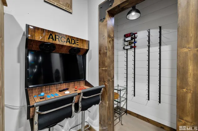 a view of an entryway with tables