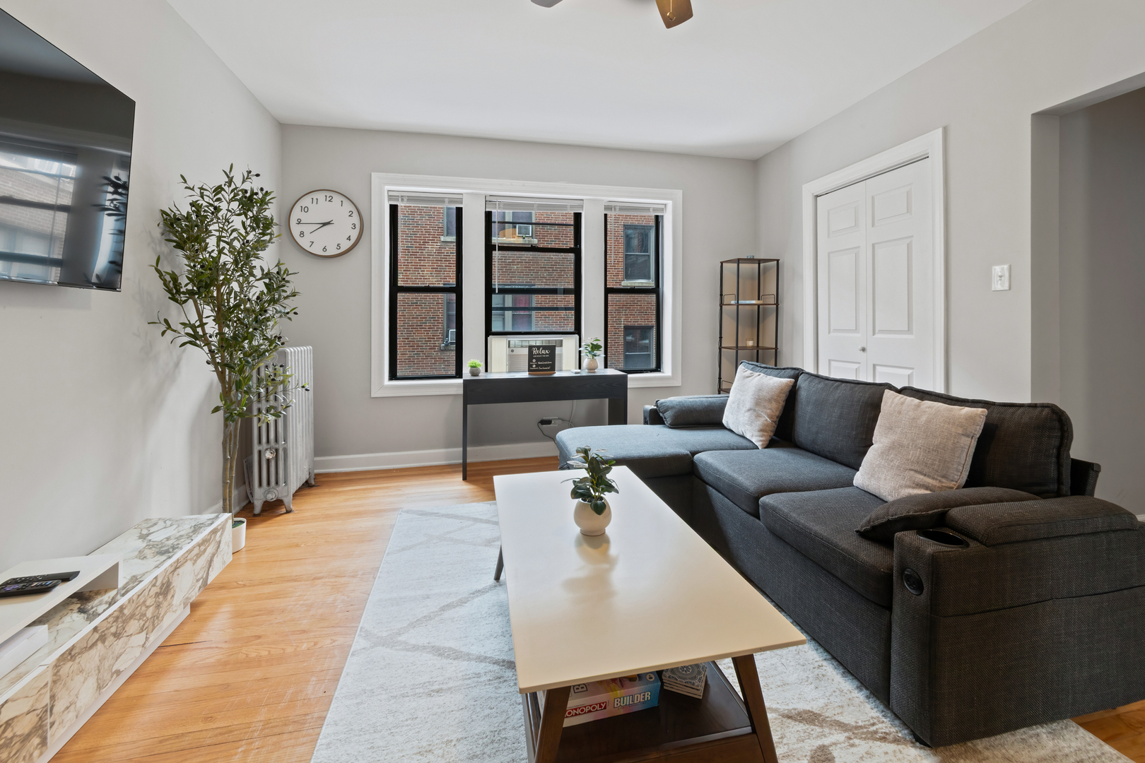 6439 North Hamilton Avenue, Unit 2C Chicago, IL 60645 - Photo 4 of 10 a living room with furniture and potted plants