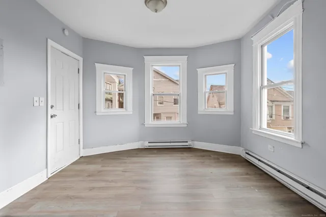 an empty room with windows