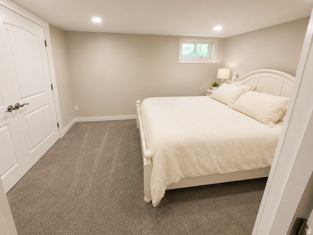 303 North Main Street Grace, ID 83241 - Photo 16 of 22 Recessed lighting illuminates neutral-toned walls and plush gray carpeting