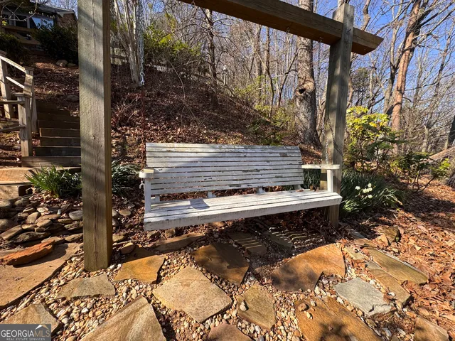 a view of a two chair in the patio