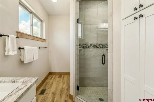 a bathroom with a shower