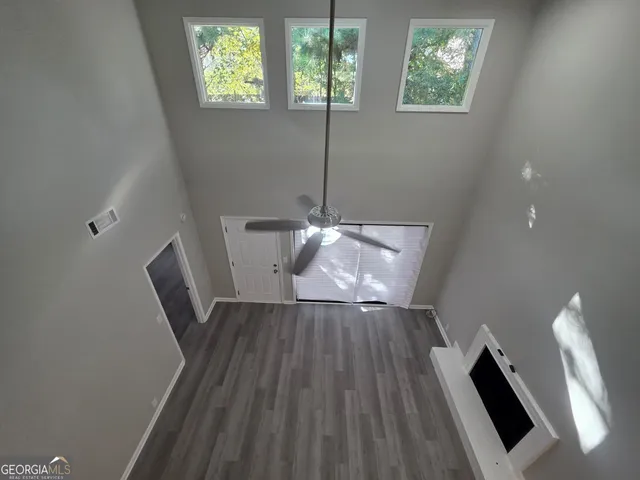 a view of dining room with furniture and window