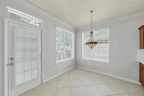 a view of a room with windows