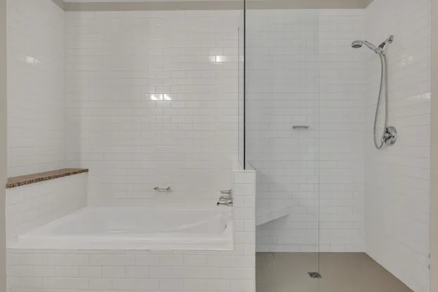 a bathroom with a bathtub