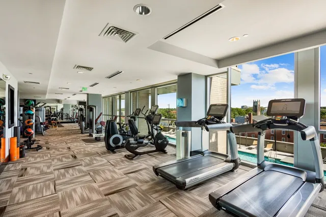 a view of a room with gym equipment