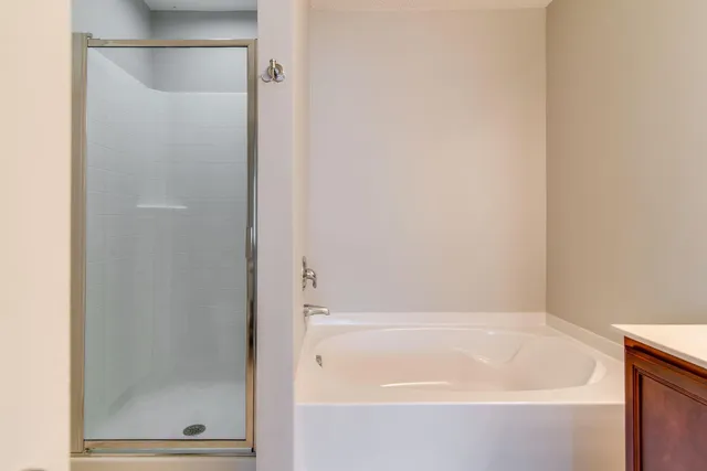 a bathroom with a bathtub