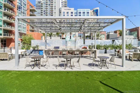 a large building with lots of table and chairs