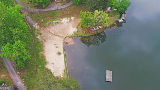 a view of a lake with a mountain in the background
