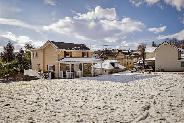 a view of a terrace with a snow