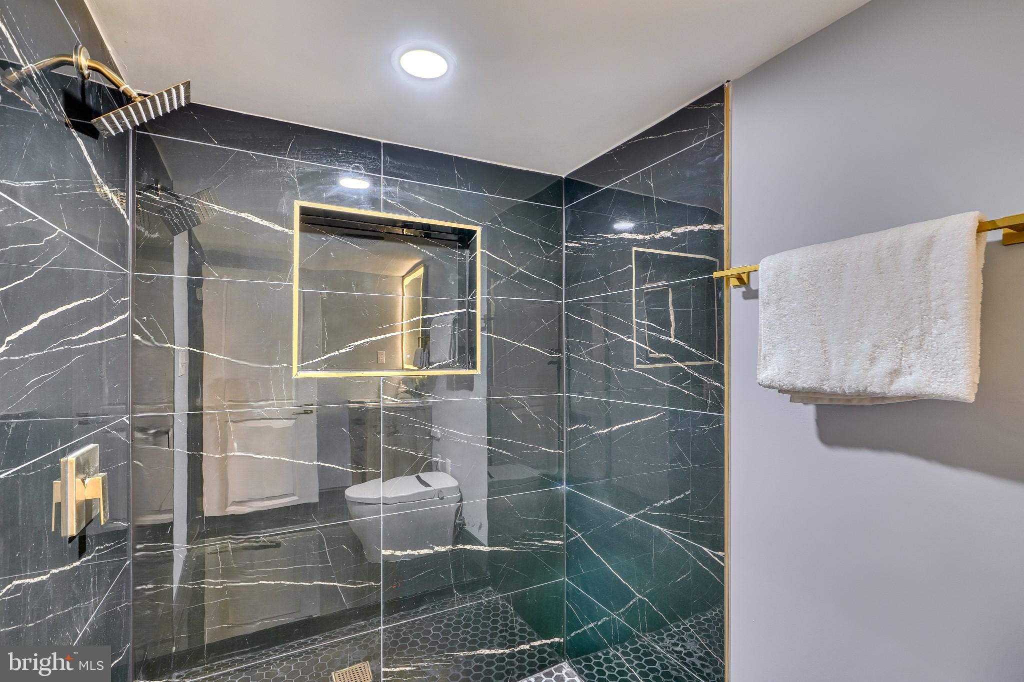 5012 Belair Road Baltimore, MD 21206 - Photo 47 of 61 a bathroom with a shower and a mirror