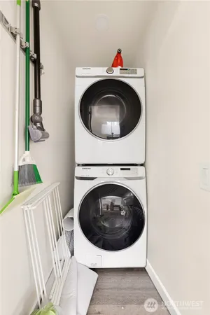 a utility room with a washer and dryer