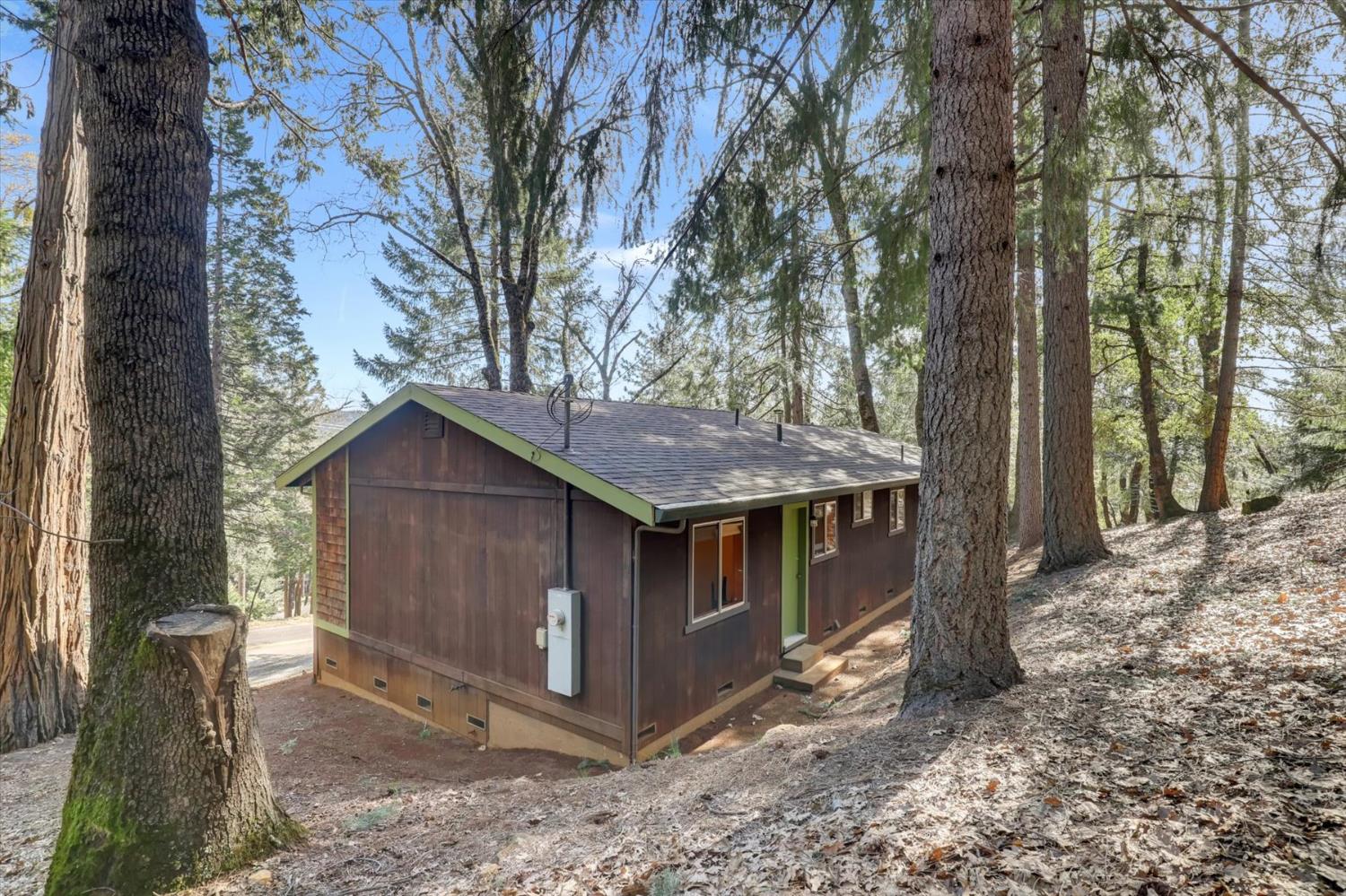17028 Banner Quaker Hill Road Nevada City, CA 95959 - Photo 53 of 79 a view of a wooden house with a large tree