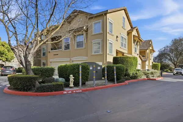 front view of a building with a street