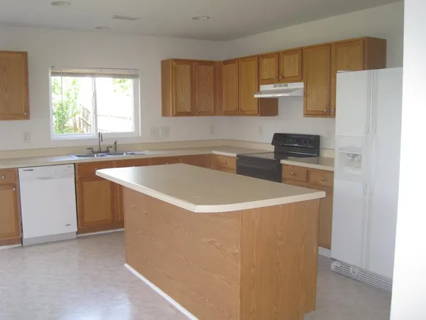a white kitchen with a sink a window and stainless steel appliances