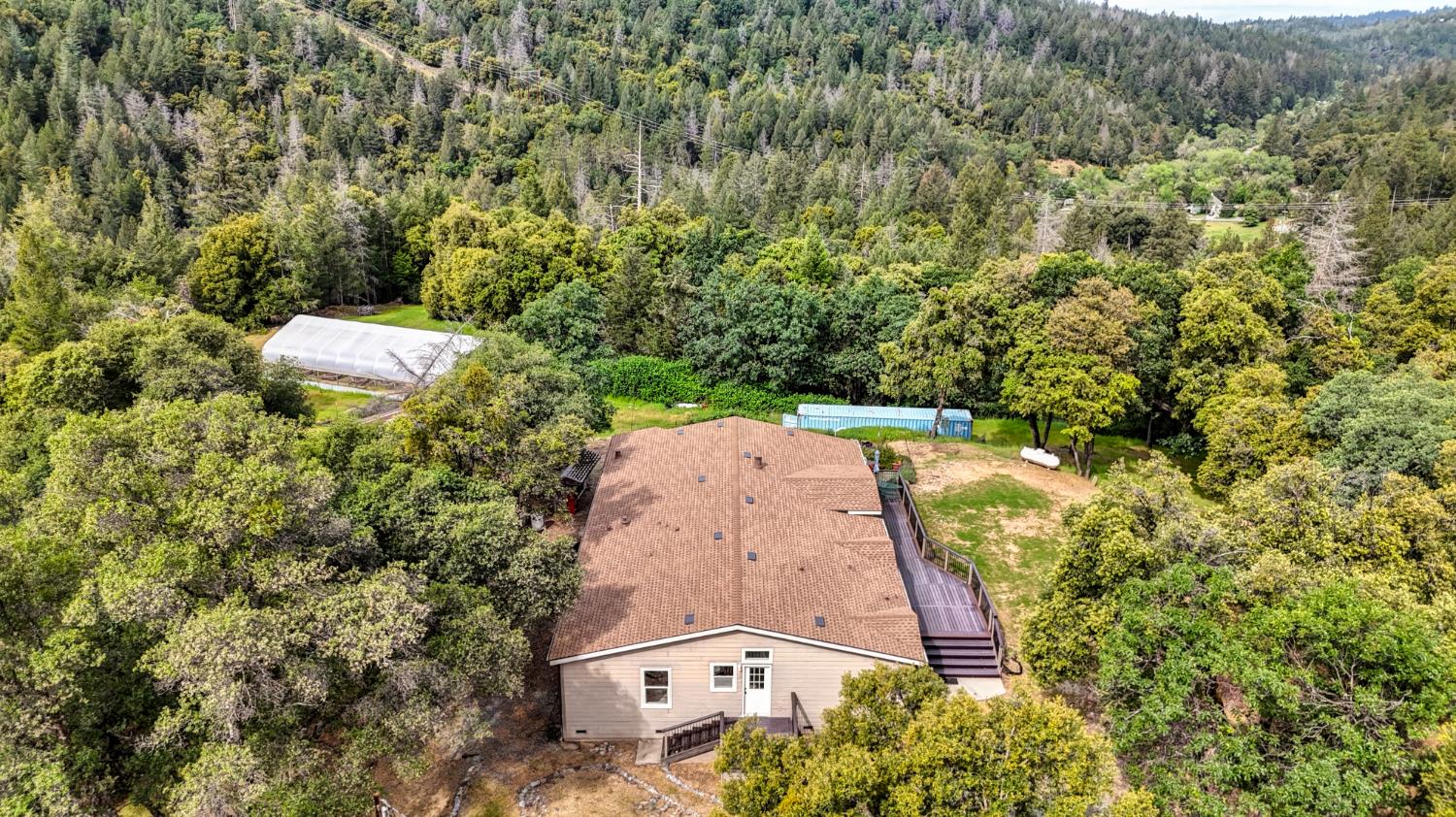 3680 Greenwood Road Garden Valley, CA 95633 - Photo 28 of 32 an aerial view of a house with a yard and trees