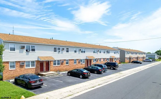 a view of a cars park in front of a building