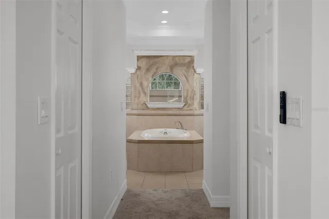 a view of a swimming pool with a yard