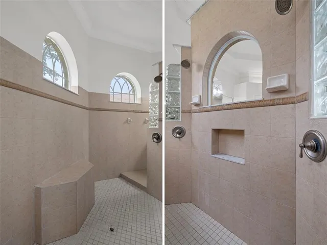 a view of a garden with an outdoor space