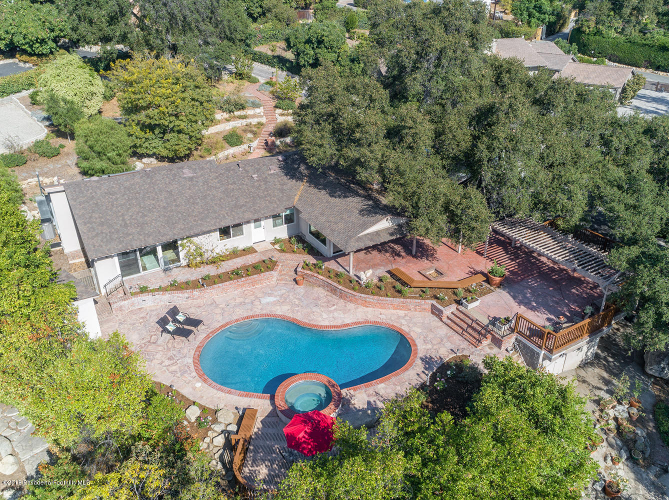 2031 Windover Road Pasadena, CA 91107 - Photo 49 of 56 an aerial view of a house with swimming pool and outdoor space