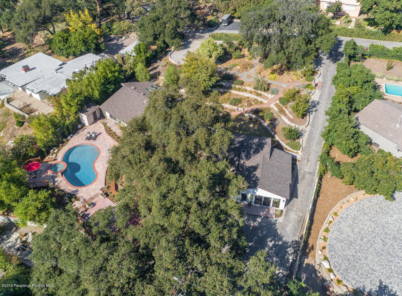 2031 Windover Road Pasadena, CA 91107 - Photo 53 of 56 an aerial view of a house with a yard and garden