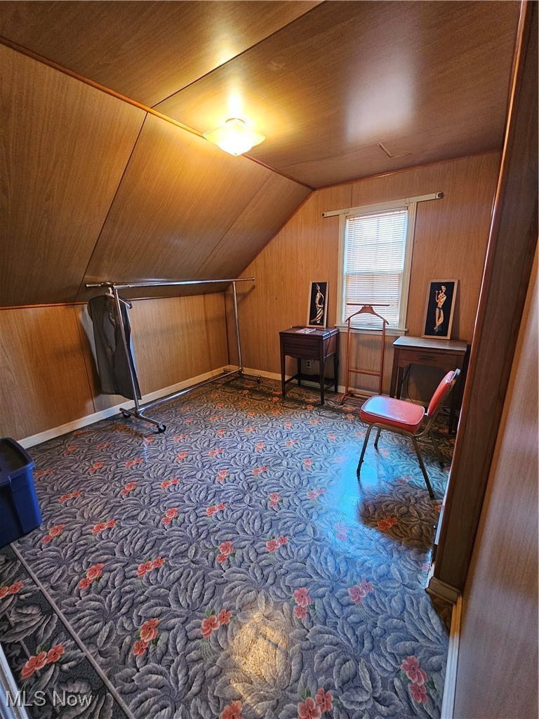 2232 South Taylor Road Cleveland, OH 44118 - Photo 15 of 28 Bedroom 4 on 2nd floor featuring wood ceiling, lofted ceiling, and wood walls