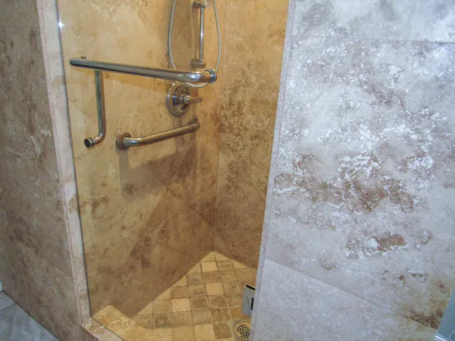 a bathroom with a shower