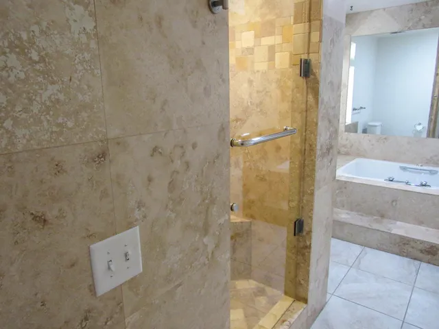 a bathroom with a shower