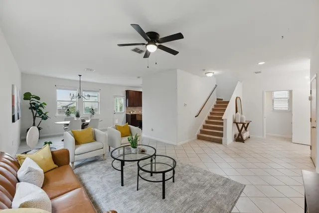 a living room with furniture