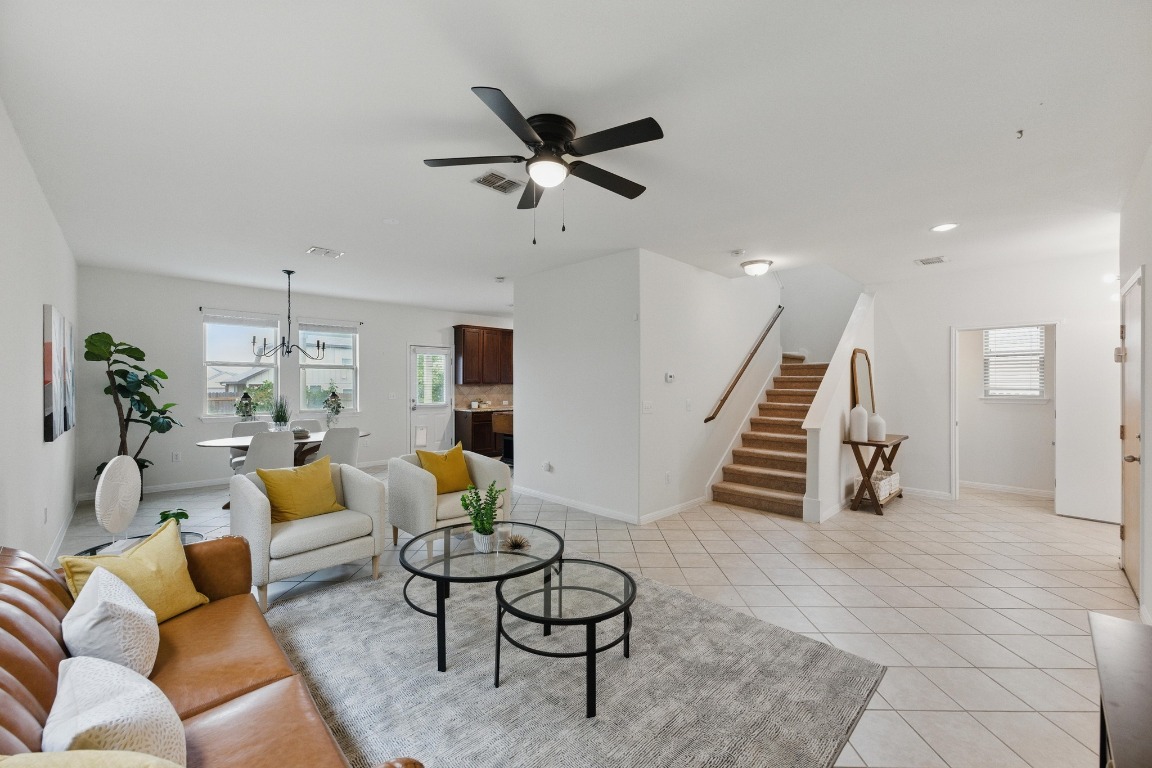 a living room with furniture