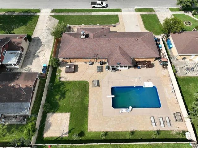 an aerial view of a house