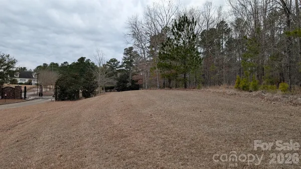 a view of a field with trees in front of it