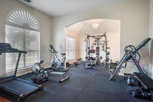 a room with gym equipment
