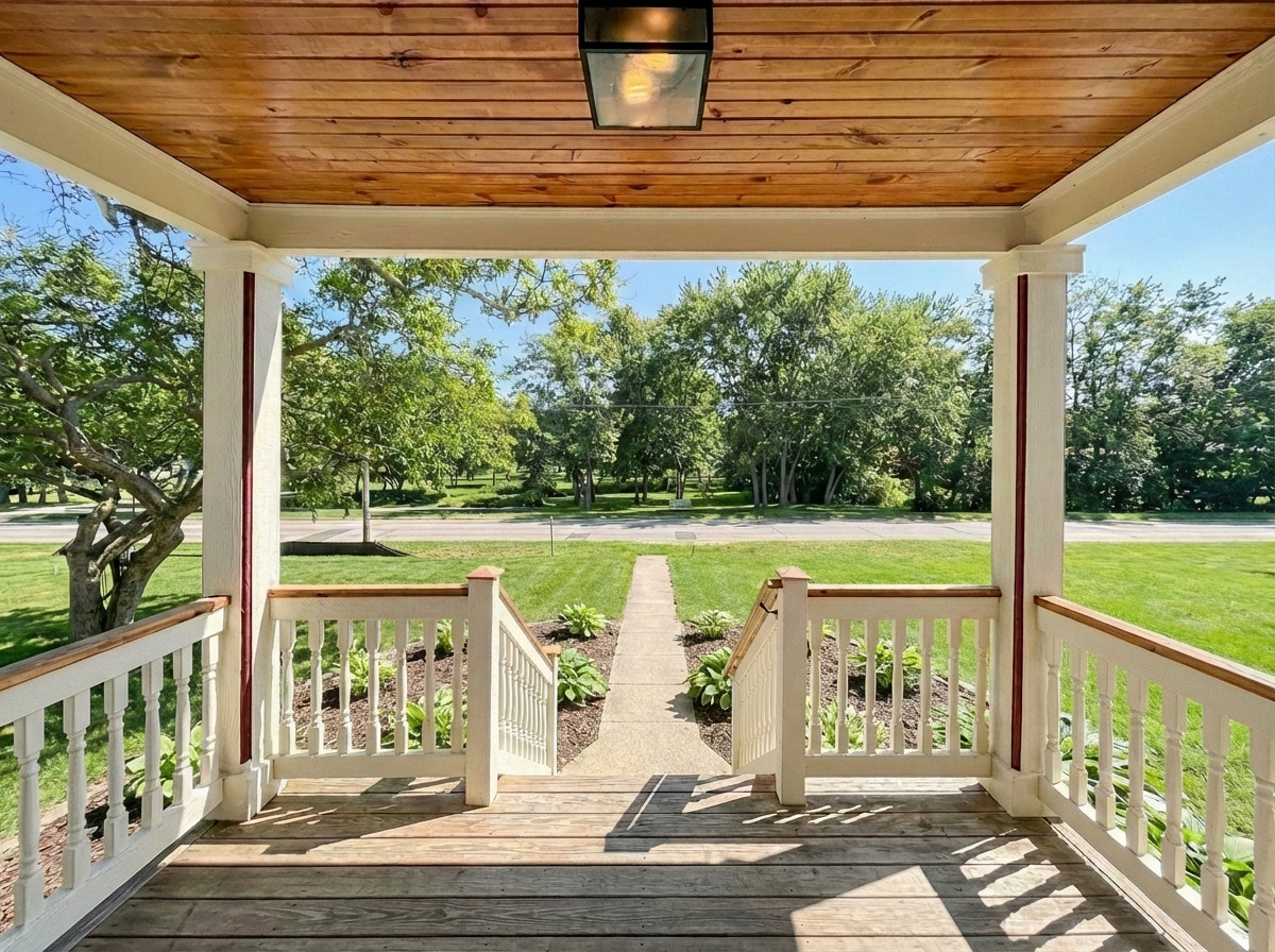885 Geneva Road St. Charles, IL 60174 - Photo 3 of 39 a view of a porch with wooden floor and outdoor space