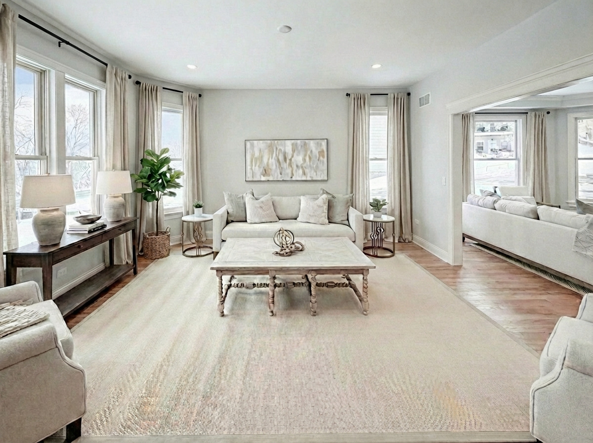 885 Geneva Road St. Charles, IL 60174 - Photo 6 of 39 a living room with furniture wooden floor and a large window