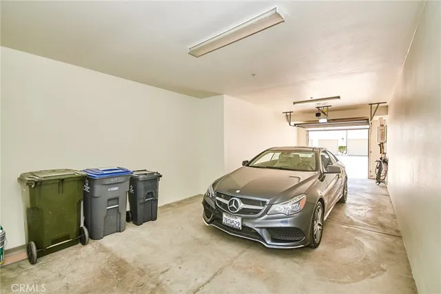 a car parked in a garage
