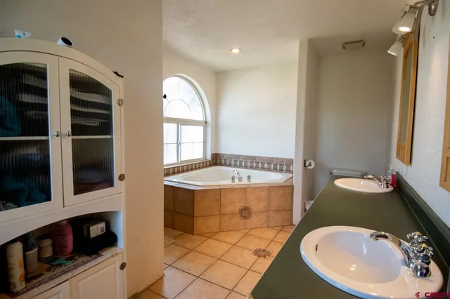 a bathroom with a sink a bathtub and a shower