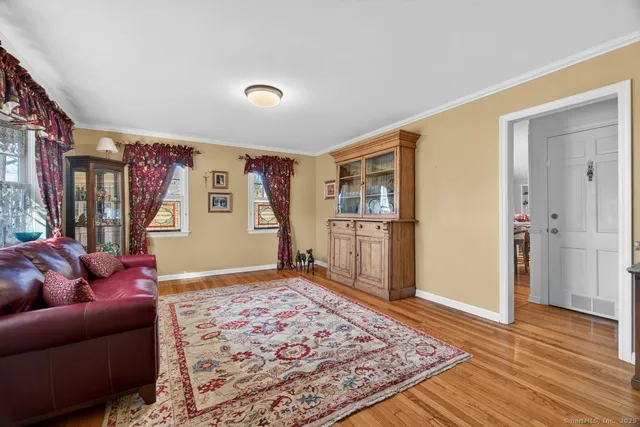 a living room with furniture and a rug