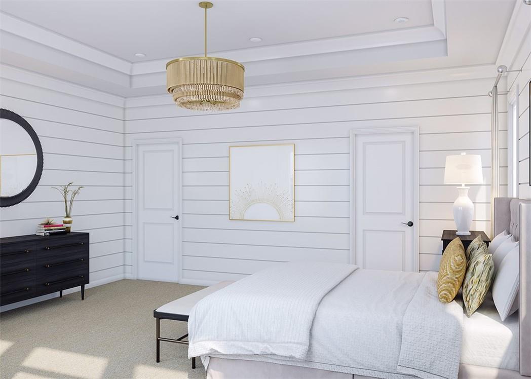 1026 Grays Ml Road Charlotte, NC 28215 - Photo 7 of 18 a bedroom with a bed and a chandelier