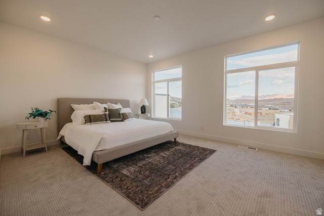 2759 Becco Trail, Unit 16 St. George, UT 84770 - Photo 23 of 42 Carpeted bedroom featuring recessed lighting and a mountain view