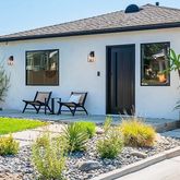 a view of backyard of the house