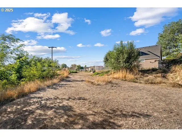 a view of a backyard of the house