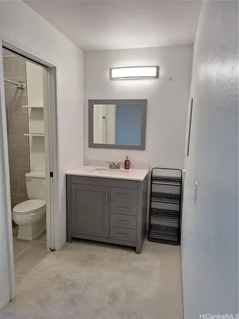 a bathroom with a toilet a sink and a mirror