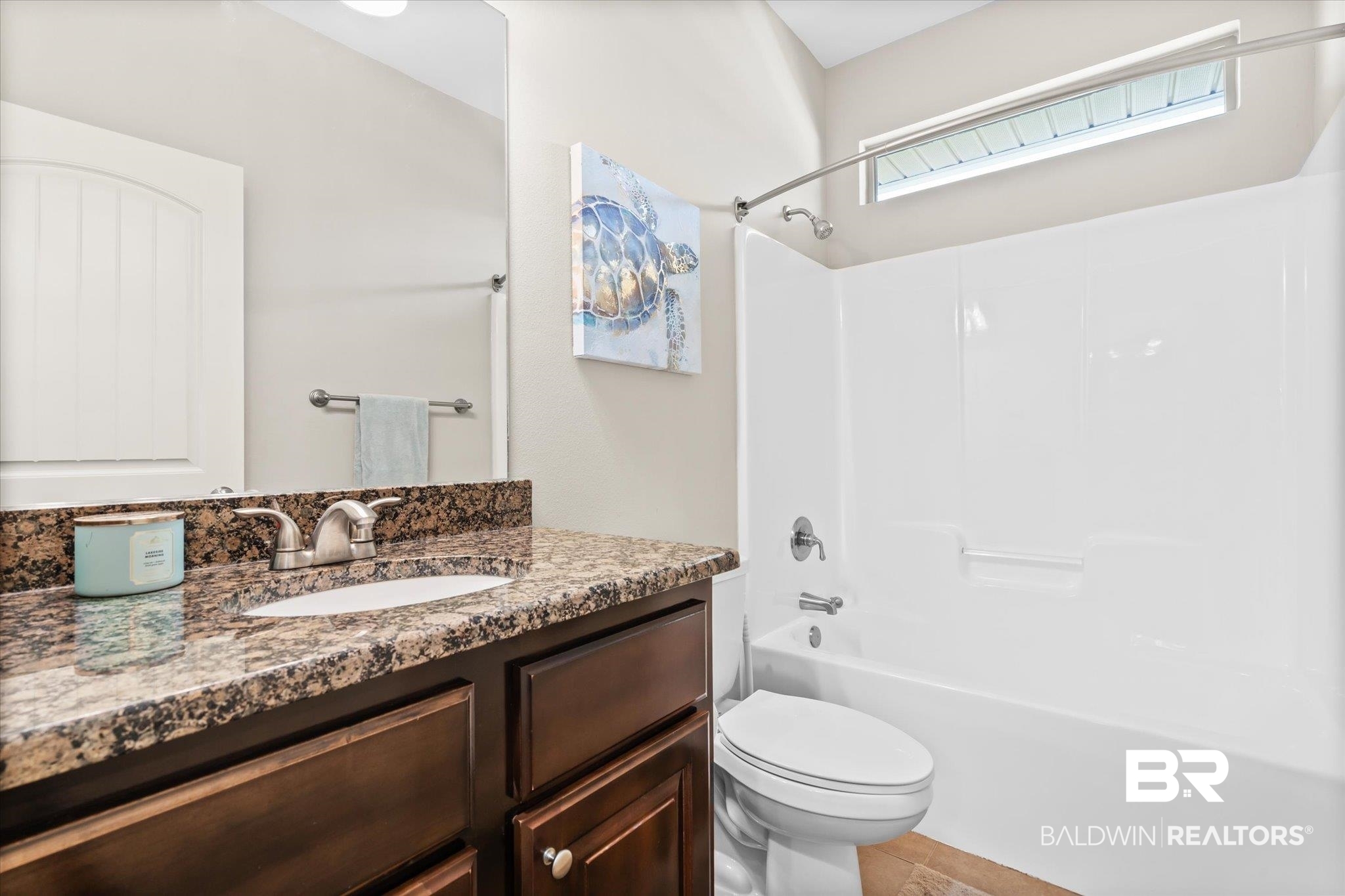 22640 Nana Loop East Silverhill, AL 36576 - Photo 13 of 46 Full bathroom featuring vanity, toilet, bathtub / shower combination, and tile patterned flooring