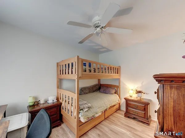 a view of a backyard with wooden floor