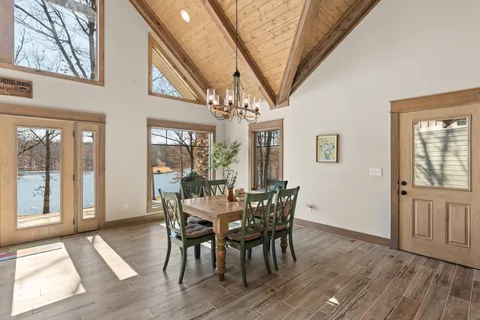 a bedroom with a bed and a fireplace