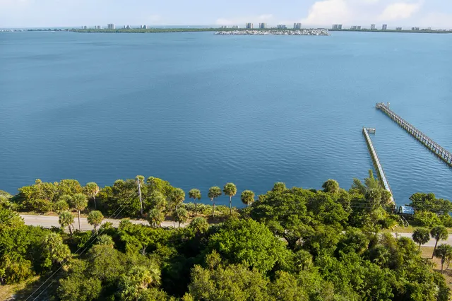 a view of a lake with a mountain in the background