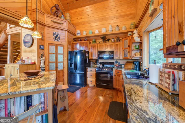 a view of stairs and furniture